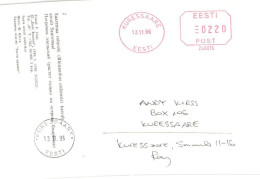 Estonia:Kuressaare Machine Cancellation 2.20 1996, FDC - Estonie