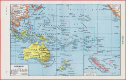 Océanie. Carte Avec Territoire De L'Union Française ... Aux Etats Unis, Chemin De Fer.. Divers Vues. Larousse 1948. - Historische Documenten