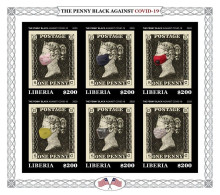 Liberia 2020, Against Covid, Penny Black, 6val In BF IMPERFORATED - Timbres Sur Timbres