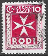 RODI - 1934 - SEGNATASSE - CENT. 10 - USATO (YVERT TX 2 - MICHEL PD 2 - SS SG 2) - Egée (Rodi)
