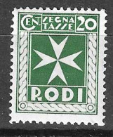 RODI - 1934 - SEGNATASSE - CENT. 20 - NUOVO MNH**(YVERT TX 3 - MICHEL PD 3 - SS SG 3) - Aegean (Rodi)