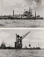 Zuiderzeewerken Aanleg Dijk Holland Crane Ship 2x RPC Postcard S - Other & Unclassified