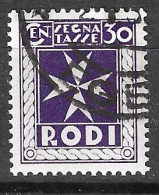 RODI - 1934 - SEGNATASSE - CENT. 30 - USATO (YVERT TX 4 - MICHEL PD 4 - SS SG 4) - Egeo (Rodi)