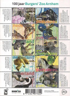 Netherlands Pays-Bas Niederlande 2013 Burgers Zoo Arnhem 100 Ann Birds Mammals Set Of 10 Stamps In Block / Sheetlet MNH - Andere & Zonder Classificatie