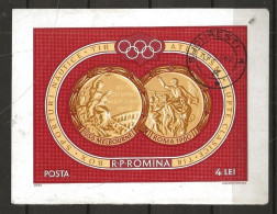 Romania 1961 Romanian Gold Medal Winners Olympic 1956 And 1960 MiBloc 50, Cancelled(o) - Usado