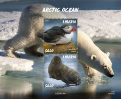 Liberia 2020, Animals In Artic, Polar Bear, Bird, BF - Sonstige & Ohne Zuordnung