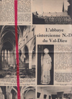 L'Abbaye Notre Dame Du Val-Dieu - Orig. Knipsel Coupure Tijdschrift Magazine - 1953 - Sin Clasificación