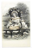 CPA 1908 Pionnière - Enfant, Fillette Avec Ombrelle Et Chiens - 1900-1949