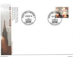 124 - 32 - Enveloppe Journée Du Timbre Bern - Cachets Illustrés Bellinzona 2003 - Marcophilie