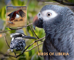 Liberia 2020, Animals, Birds, Eagle, Fish, Parrot, Kingfisher, BF - Liberia