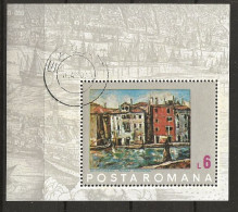 Romania 1972  UNESCO Action "Save Venice" Old House Venice; Painting By Gheorghe Petrașcu Mi Bloc 99  Cancelled(o) - Gebruikt