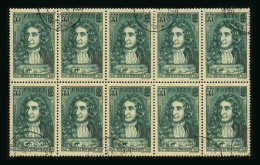 FRANCE - YT 397 - JEAN DE LA FONTAINE - BLOC DE 10 TIMBRES OBLITERES - Gebruikt