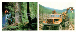 In Logging - Forest Industry - Car - Truck - Chainsaw - Khakassia - 1986 - Russia USSR - Unused - Russland