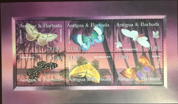Antigua 2002 Moths Butterflies Sheetlet MNH - Autres & Non Classés