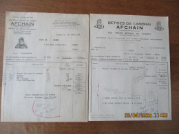 BÊTISES DE CAMBRAI AFCHAIN AUX VRAIES BÊTISES DE CAMBRAI AFCHAIN SEUL INVENTEUR FACTURES DES 14 JUIN 1955 ET 13 OCTOBRE - 1950 - ...