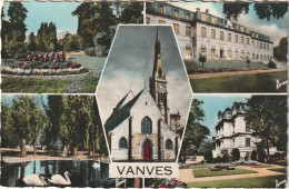 MO 3-(92) VANVES - CARTE COULEURS MULTIVUES : LYCEE MICHELET , LA MAIRIE , L' EGLISE ... - 2 SCANS - Vanves