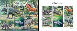 Liberia 2020, Animals Extinct, Shark, Horse, Crocodile, 4val In BF+BF - Liberia