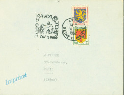 Daguin Illustré Avon Son église Du Xème Siècle CAD Avon 14 2 1952 YT N°903 Blason Franche Comté + 837 Auvergne - Mechanical Postmarks (Advertisement)