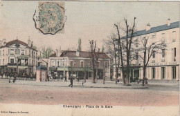 MO 8-(94) CHAMPIGNY - PLACE DE LA GARE - CAFE DE LA GARE - ANIMATION - CARTE COLORISEE - 2 SCANS - Champigny Sur Marne