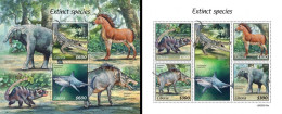 Liberia 2020, Animals Extinct, Shark, Horse, Crocodile, 4val In BF+BF - Other & Unclassified