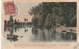 MO 9-(94) LE TOUR DE MARNE - DE CHAMPIGNY A LA VARENNE VERS CHENNEVIERES  - CANOTEUR - CARTE COLORISEE    - 2 SCANS - Champigny Sur Marne