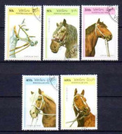 Chevaux Laos 1996 (20) Yvert N° 1237 à 1241 Oblitéré Used - Chevaux