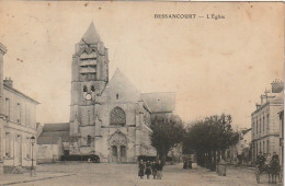 MO 11-(95) BESSANCOURT - L' EGLISE - CARRIOLE A CHEVAL - ANIMATION - 2 SCANS - Other & Unclassified