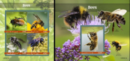 Liberia 2020, Animals, Bees I, 4val In BF +BF - Bienen