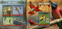 Liberia 2020, Animals, Bee Eaters, 4val In BF+BF - Pájaros Cantores (Passeri)