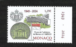 Monaco 2024 - Ahésion De Monaco à L'UNESCO ** - Nuovi