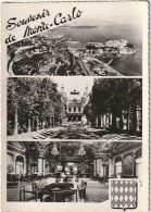 MO 15- SOUVENIR DE MONTE CARLO - CARTE MULTIVUES : VUE GENERALE , LE CASINO , UNE SALLE DE JEUX - 2 SCANS - Mehransichten, Panoramakarten