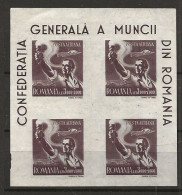 Romania 1947  Congress United Trade Unions CGM (III). Worker With A Torch, Lockheed Electra Plan EMi 1041 Sheetlet - Gebruikt