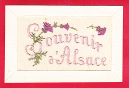 Brodee-160A38  Carte Finement Brodée, SOUVENIR D'ALSACE, Fleurs, BE - Borduurwerk