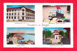 E-Vietnam-372A55  Multivues, Souvenir De Saïgon, Direction Des D.F.I. Marchande De Poissons, Arroyo Chinois - Viêt-Nam