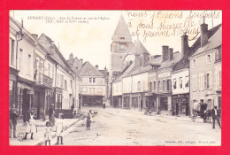 F-18-Aubigny-08Ph124  Rue Du Prieuré Et Vue De L'église, Animation, Cpa Précurseur BE - Aubigny Sur Nere