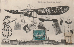 NE 5-(33) BAZAS - SOUVENIR DE LA FETE AU PROFIT DE L' AVIATION MILITAIRE - AER0PLANE , PIERROT COLOMBINE- 2 SCANS - Bazas