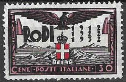 RODI - 1932 - 20* OCCUPAZIONE ITALIANA - CENT. 30 - NUOVO MNH**  (YVERT 43 - MICHEL 127 - SS 69) - Aegean (Rodi)