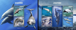 Liberia 2020, Animals, Dolphins II, 4val In BF+BF - Delfines