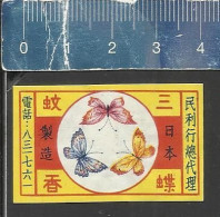 BUTTERFLIES ( BUTTERFLY VLINDERS PAPILLONS ) OLD VINTAGE SMALL MATCHBOX LABEL MADE IN CHINA - Scatole Di Fiammiferi - Etichette