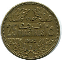 25 PIASTRES 1952 LIRANON LEBANON Münze #AH816.D.A - Libano