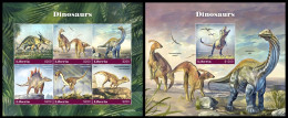 Liberia 2020, Animals, Dinosaurs II, 6val In Block +Block - Prehistóricos