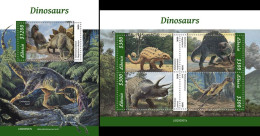 Liberia 2020, Animals, Dinosaurs I, 4val In BF +BF - Prehistorisch