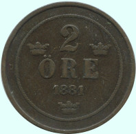 2 ORE 1881 SWEDEN Coin #AC924.2.U.A - Suecia