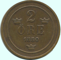 2 ORE 1880 SCHWEDEN SWEDEN Münze #AC931.2.D.A - Suecia