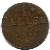 1 HELLER 1822 Frankfurt DEUTSCHLAND Münze GERMANY #DA757.D.A - Sonstige & Ohne Zuordnung