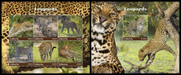 Liberia 2020, Animals, Leopards, 6val In Block +Block - Liberia