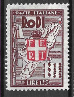 RODI - 1932 - 20* OCCUPAZIONE ITALIANA - LIRE 1,25 - NUOVO MNH**  (YVERT 45- MICHEL 129 - SS 71) - Aegean (Rodi)