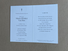 VAN BOS Maria (Wiske) °DUFFEL 1913 +MECHELEN 2004 - CLAUS - Obituary Notices