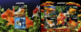 Liberia 2020, Animals, Goldfish, 4val In BF+BF - Fishes