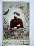 CDV Format Cabinet Portrait Enluminé Chasseur Alpin Artillerie Alpine 19 Sur Col - Photo Gall, Nice - Parfait état - Krieg, Militär